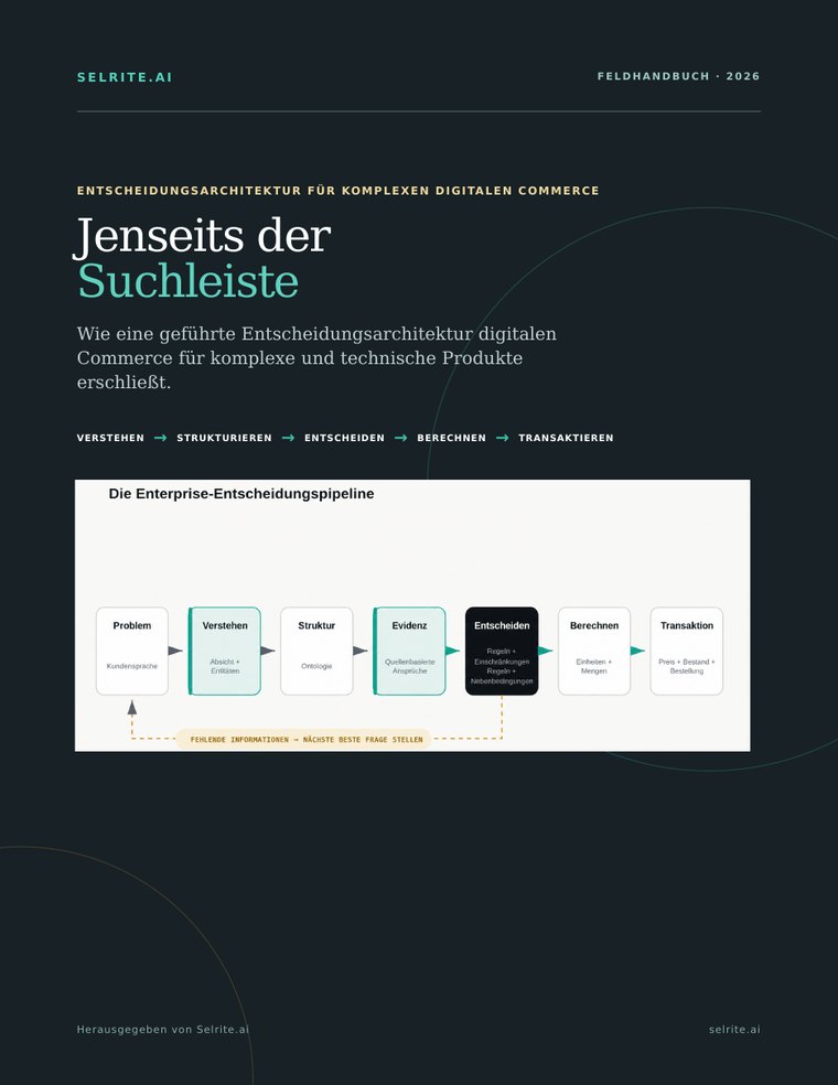 Titelseite des Selrite-Feldhandbuchs Jenseits der Suchleiste mit der Enterprise-Entscheidungspipeline